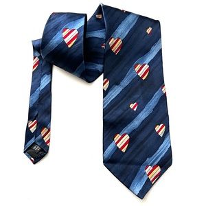 STRUCTURE Novelty Heart Necktie Blue 100% Silk Valentines Day Heart Awar…